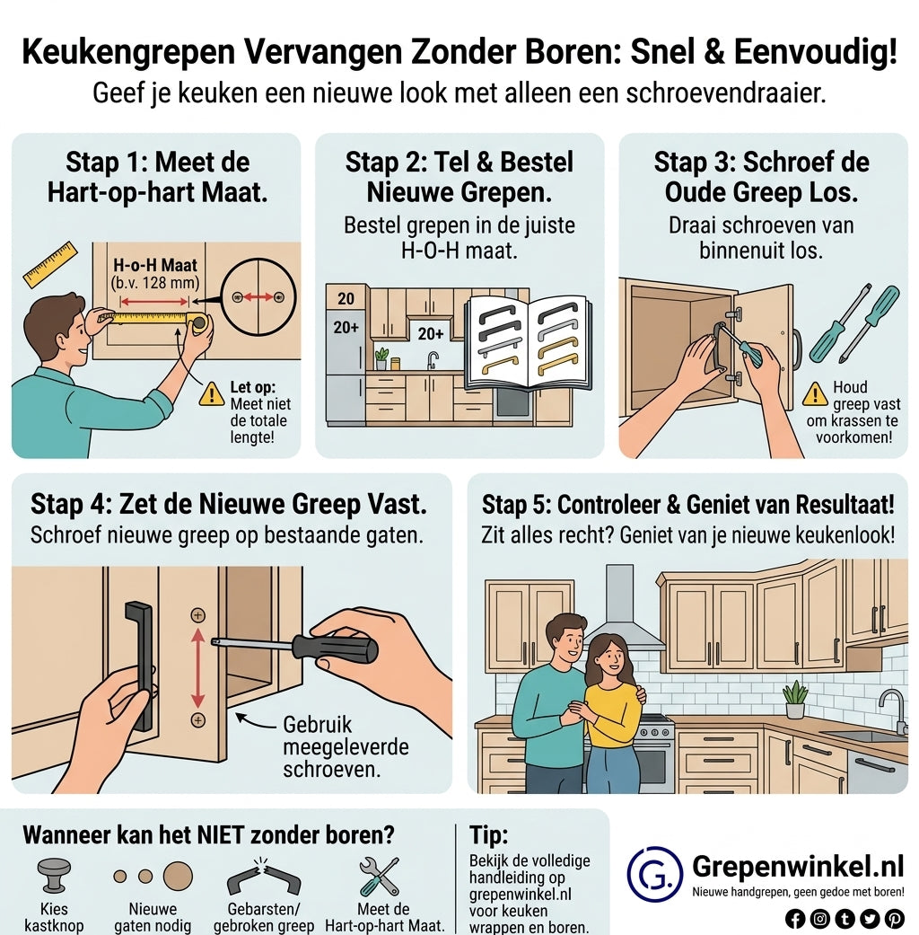 Keukengrepen vervangen zonder boren: zo doe je dat in 5 stappen