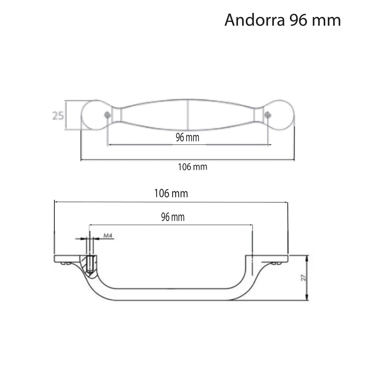 Handgreep Andorra | Zwart